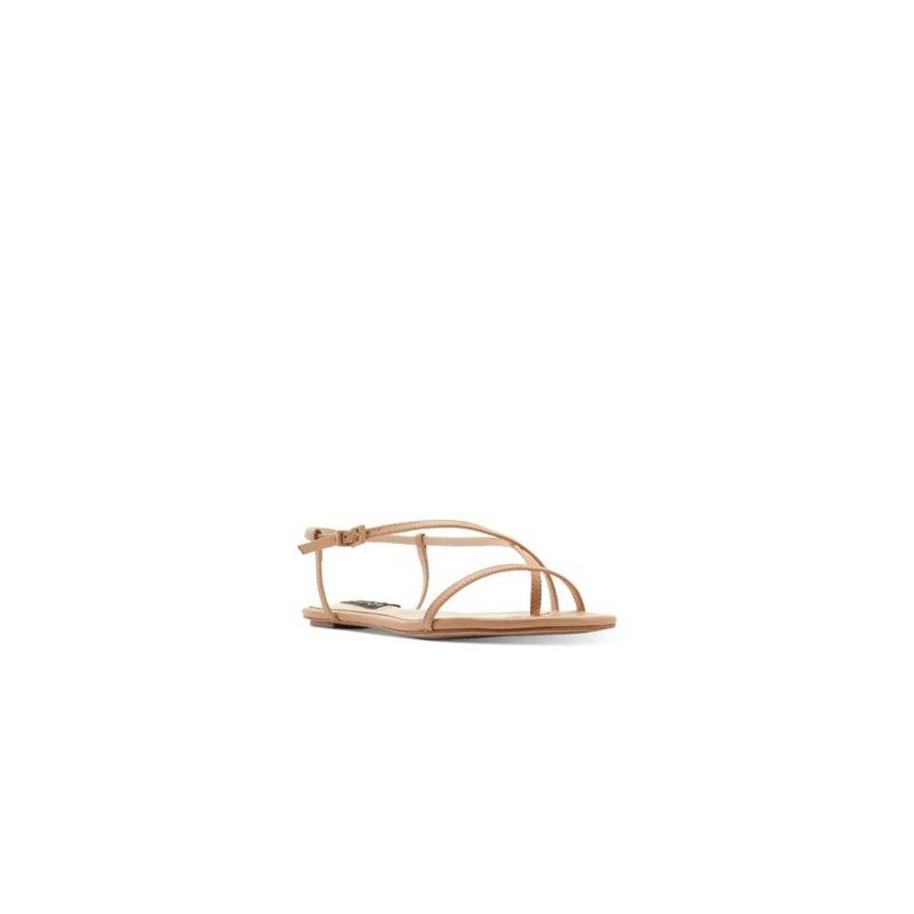 AQUA Womens Beige Toe-Loop Strappy Lory Square Toe Leather Slingback Sandal 8.5